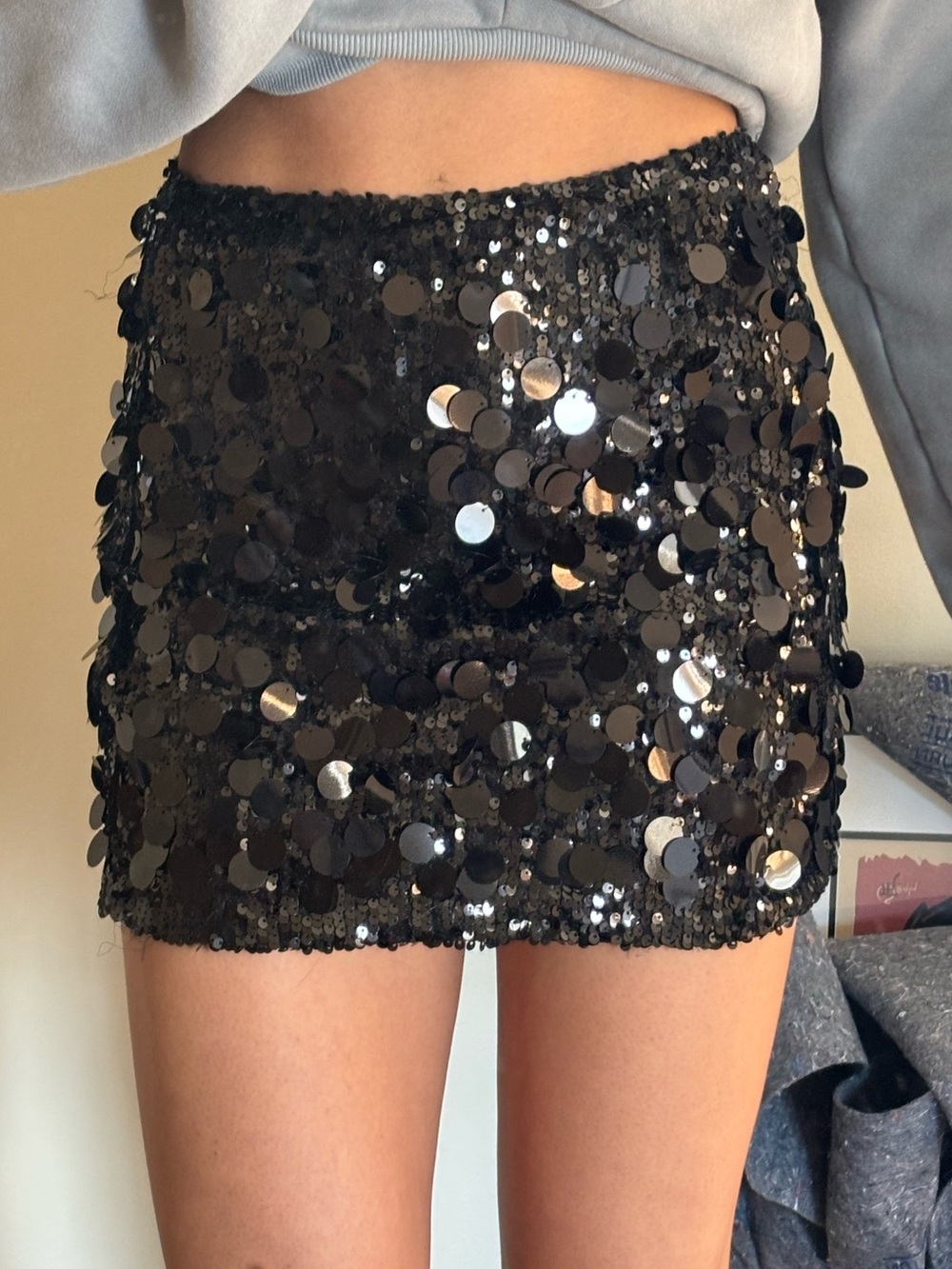 Windsor Black Sequin Mini Skirt